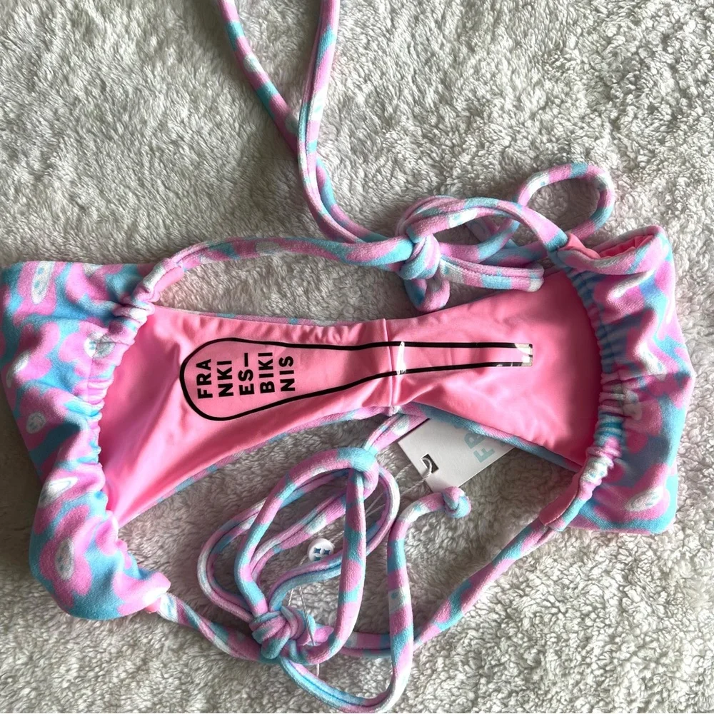 Frankie’s Bikinis Bash Terry Halter Top Tia Terry String  Bottom Daisy Dream